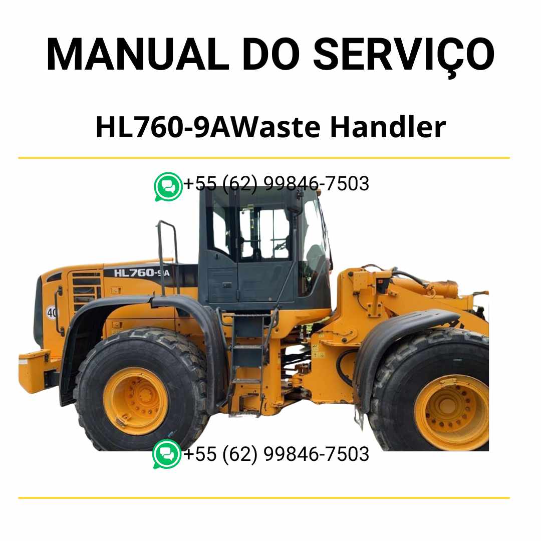 Manual de serviço Hyundai HL760-9A Waste Handler pá-carregadora em PDF, guia técnico completo com instruções de manutenção e ilustrações detalhadas