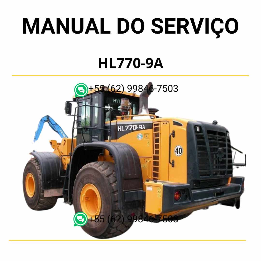 Manual de serviço Hyundai HL770-9A (PDF) para pá carregadeira, com diagramas técnicos e instruções detalhadas de manutenção e reparo.