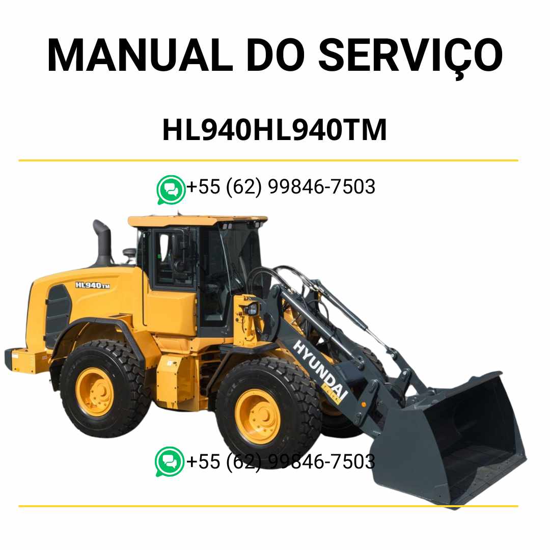 Manual de serviço Hyundai HL940 e HL940TM pá-carregadora em PDF com instruções técnicas completas, manutenção e diagramas detalhados