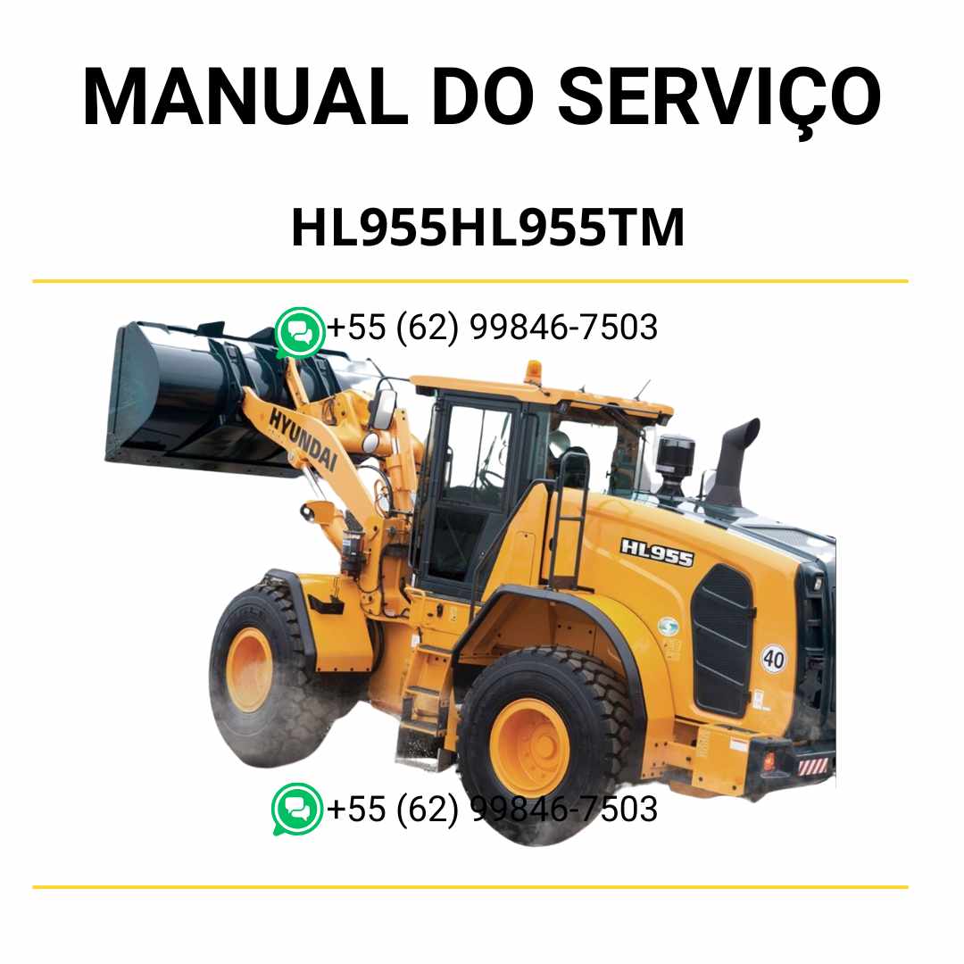 Manual de serviço Hyundai HL955 e HL955TM pá-carregadora em PDF com orientações de manutenção, reparo e diagramas técnicos completos