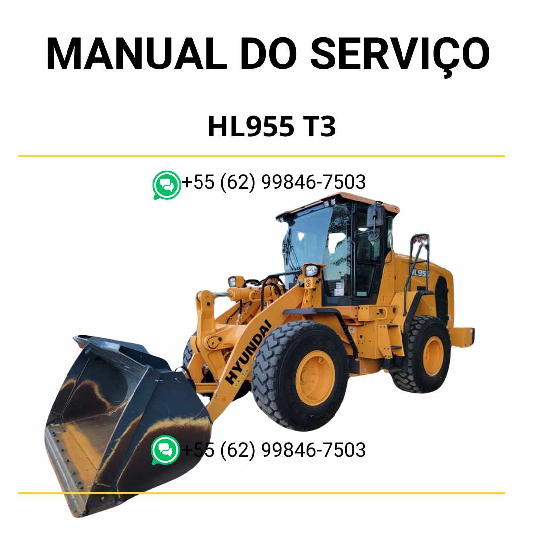 Manual de serviço Hyundai HL955 T3 pá-carregadora em PDF com instruções de manutenção, reparos e diagramas técnicos detalhados