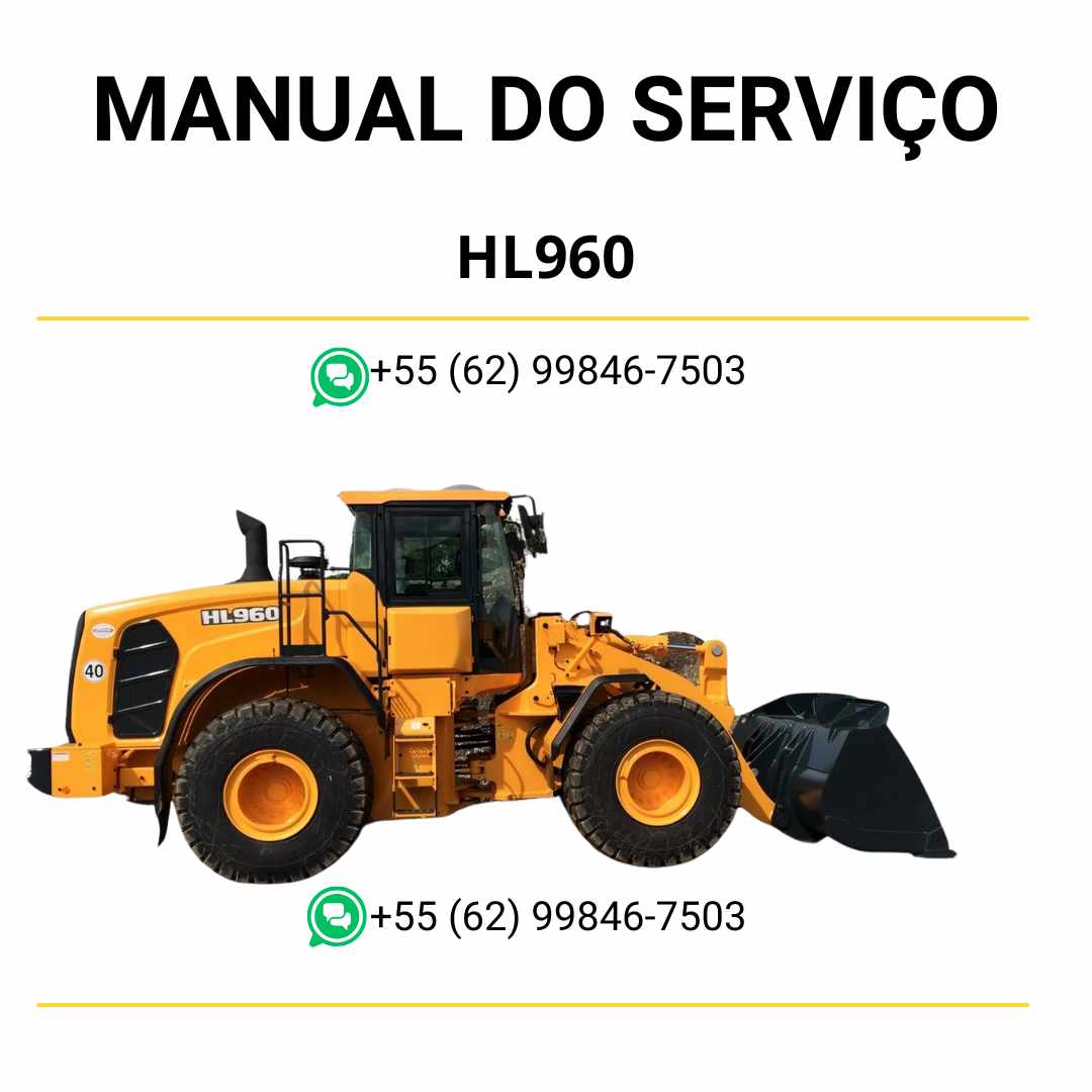 Manual de serviço Hyundai HL960 pá-carregadora em PDF, guia técnico completo com procedimentos de manutenção, reparos e diagramas ilustrados