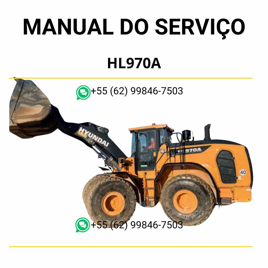 Manual de serviço Hyundai HL970A pá-carregadora em PDF, guia técnico detalhado com manutenção preventiva, reparos e diagramas completos