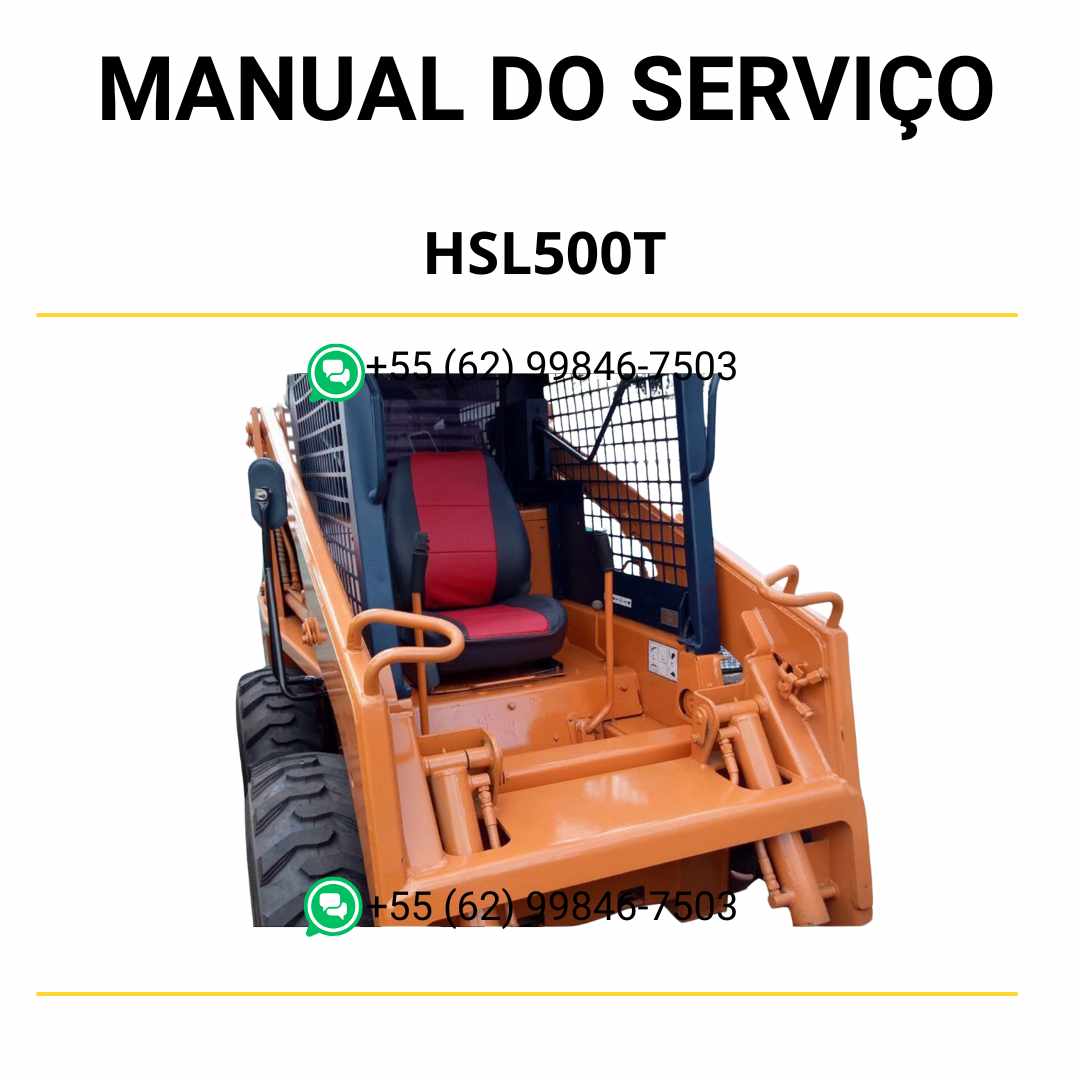 Manual de serviço Hyundai HSL500T em PDF para minicarregadeira, com instruções técnicas, manutenção detalhada e diagramas ilustrativos