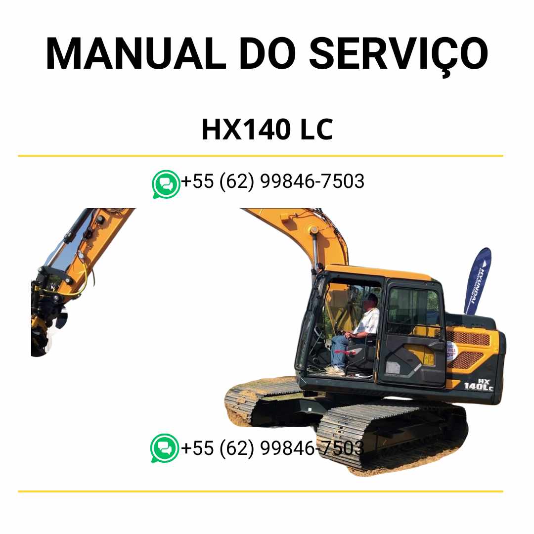 Manual de serviço Hyundai HX140 LC em PDF para escavador hidráulico, guia técnico completo com diagramas ilustrados e instruções detalhadas de manutenção