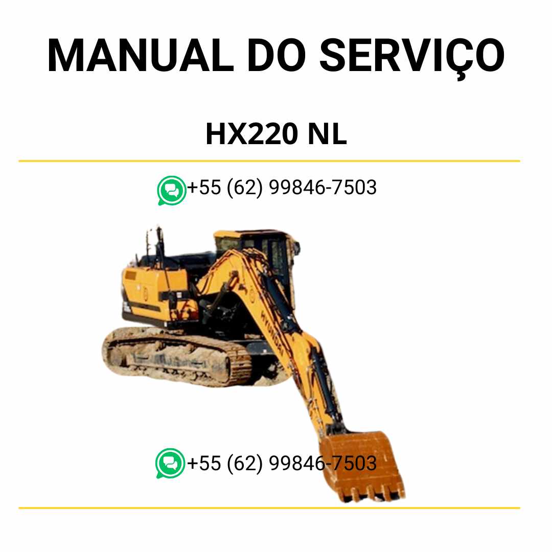 Manual de serviço Hyundai HX220 NL em PDF para escavador hidráulico, guia completo de manutenção com instruções técnicas e diagramas detalhados