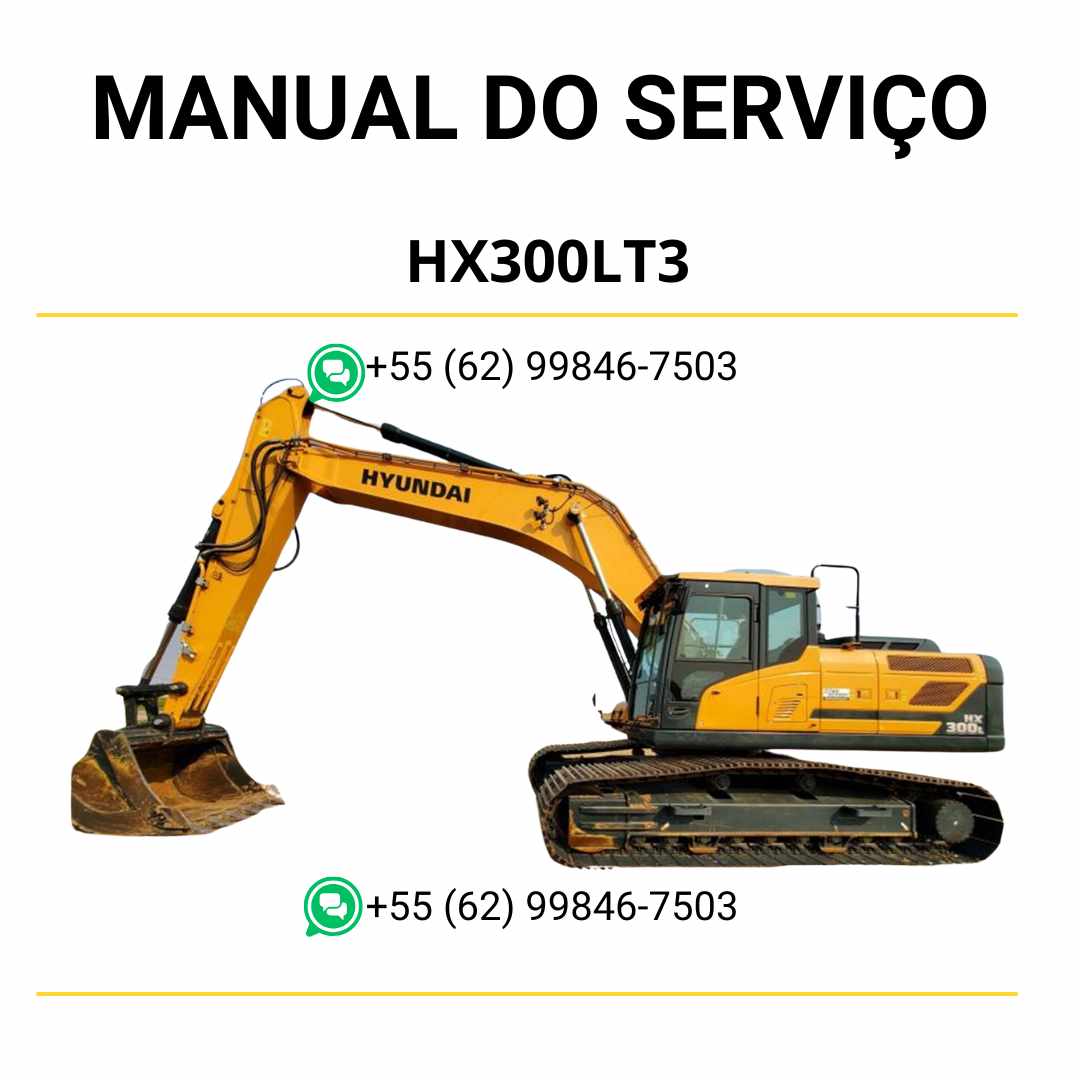 Manual de serviço Hyundai HX300LT3 escavador hidráulico em PDF, guia detalhado de manutenção com diagramas técnicos e instruções completas