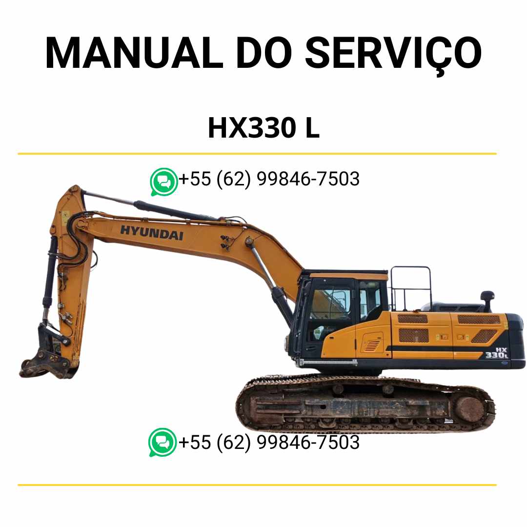 Manual de serviço Hyundai HX330 L escavador hidráulico em PDF, guia completo de manutenção com diagramas técnicos e instruções detalhadas