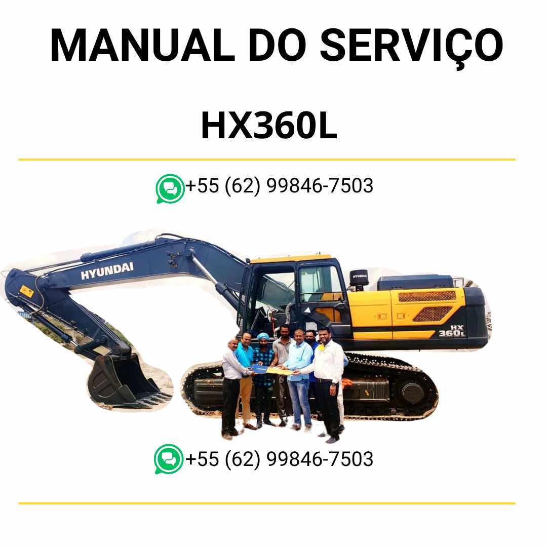 Manual de serviço Hyundai HX360L escavador hidráulico em PDF, guia completo de manutenção com instruções detalhadas e diagramas técnicos