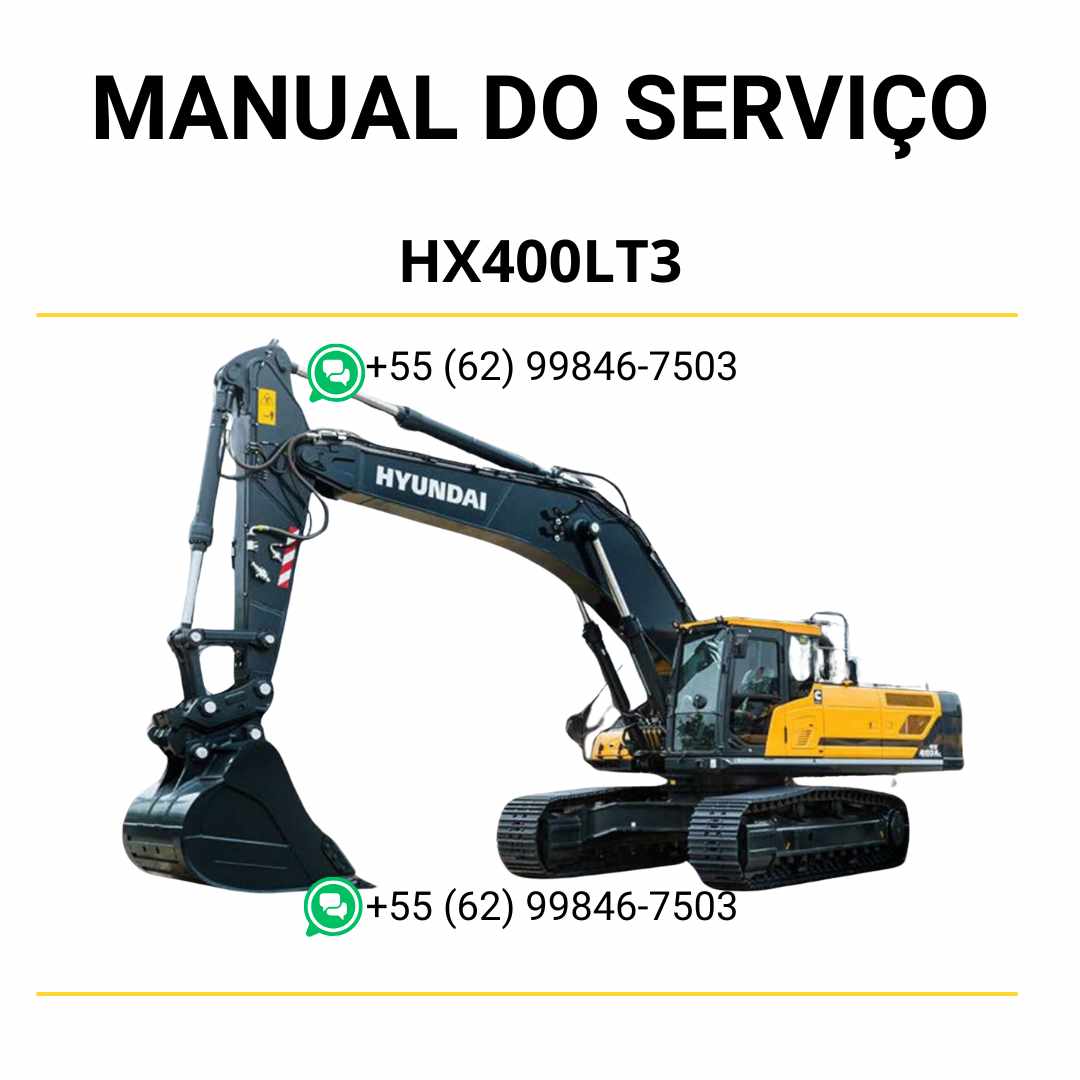Manual de serviço Hyundai HX400LT3 excavador hidráulico em PDF, guia detalhado de manutenção com instruções completas e diagramas técnicos