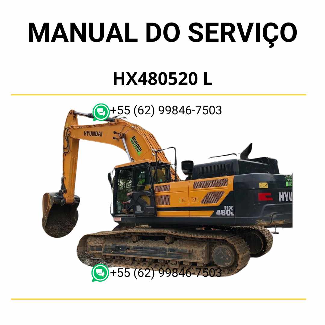 Manual de serviço Hyundai HX480 e 520 L excavador hidráulico em PDF, guia completo de manutenção com instruções técnicas e diagramas detalhados