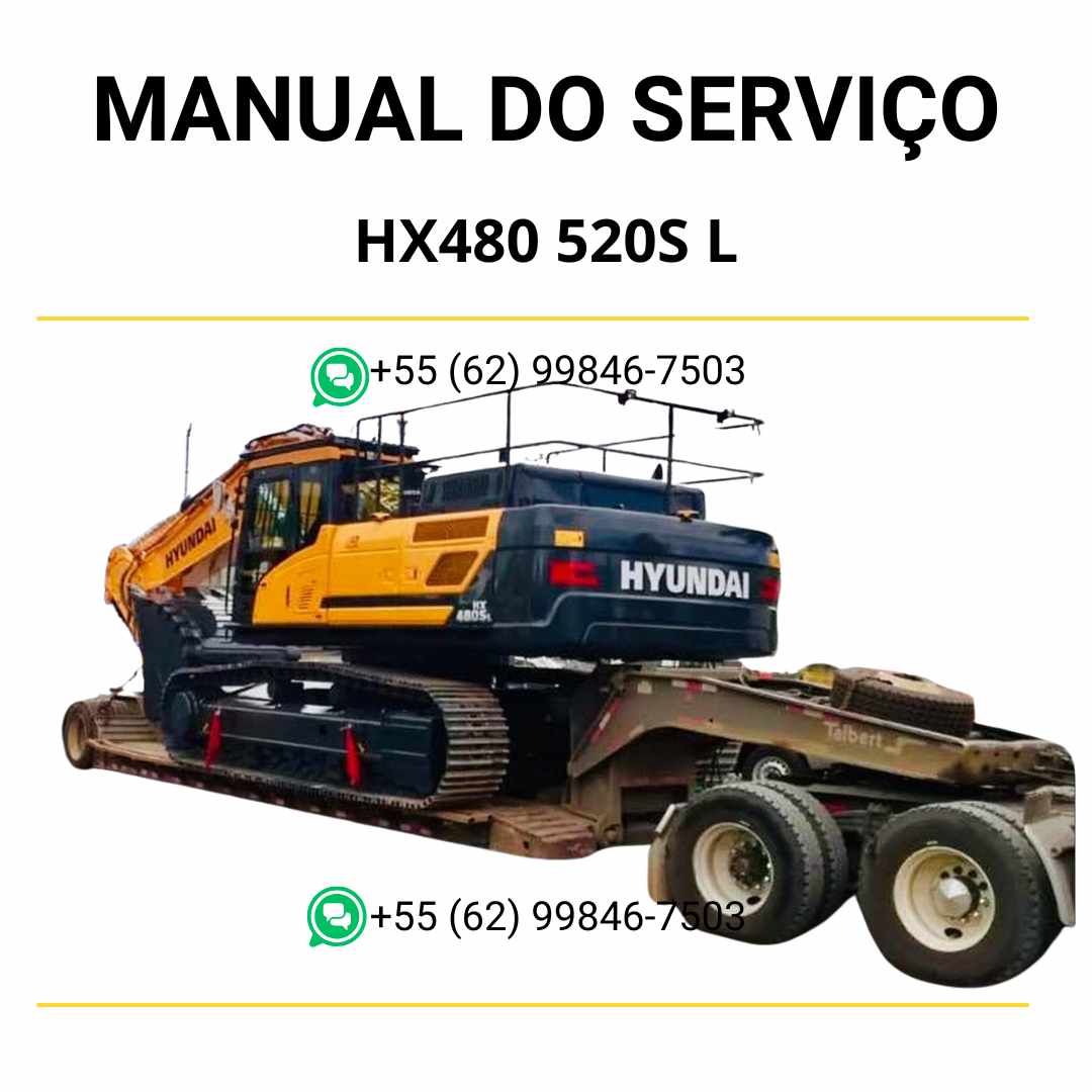 Manual de serviço Hyundai HX480 e 520S L excavador hidráulico em PDF, guia completo de manutenção com diagramas técnicos e instruções detalhadas
