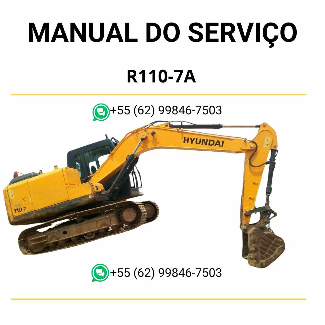 Manual de serviço Hyundai R110-7A escavador hidráulico em PDF, guia completo de manutenção com instruções detalhadas e diagramas técnicos