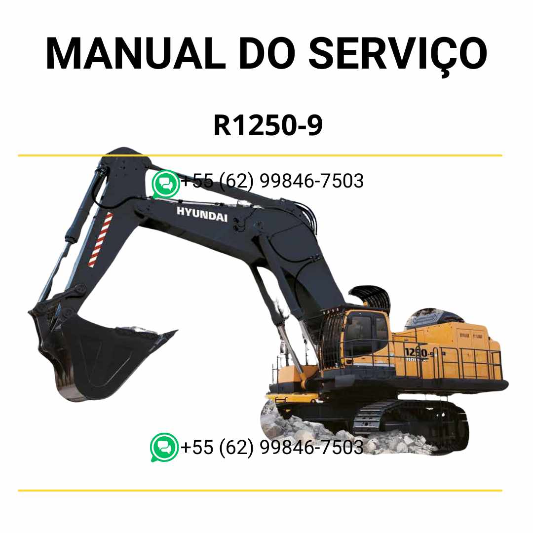 Manual de serviço Hyundai R1250-9 escavador hidráulico em PDF, guia detalhado de manutenção com instruções completas e esquemas técnicos