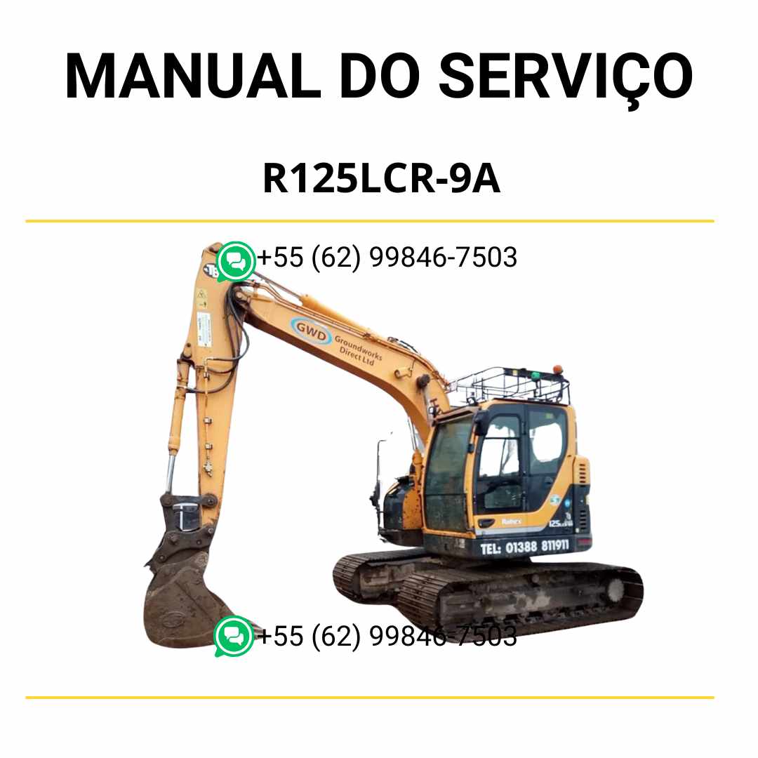 Manual de serviço Hyundai R125LCR-9A escavador hidráulico em PDF, guia completo de manutenção com diagramas técnicos e instruções detalhadas