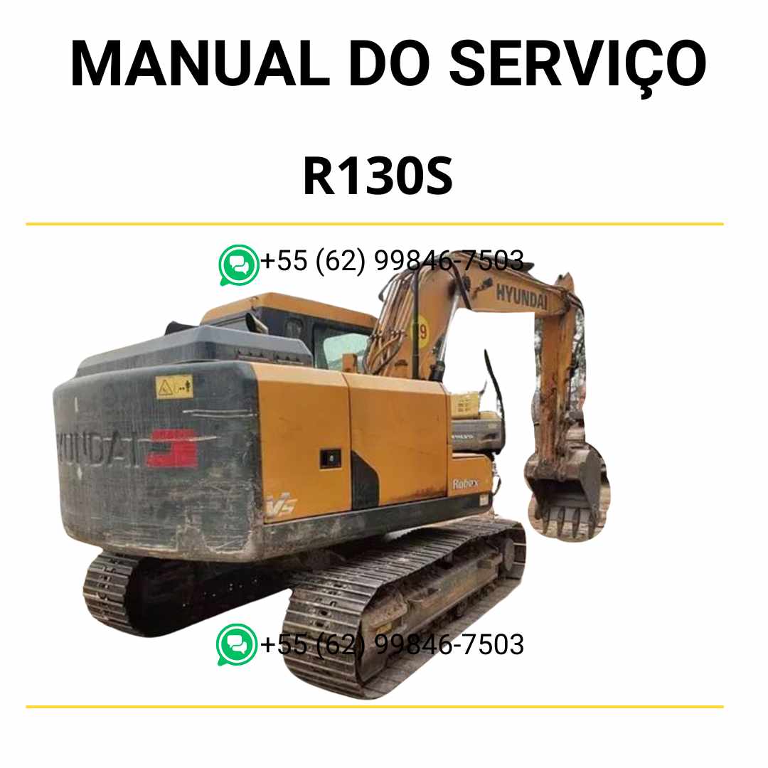 Manual de serviço Hyundai R130S excavador hidráulico em PDF, guia detalhado de manutenção com diagramas técnicos e instruções completas