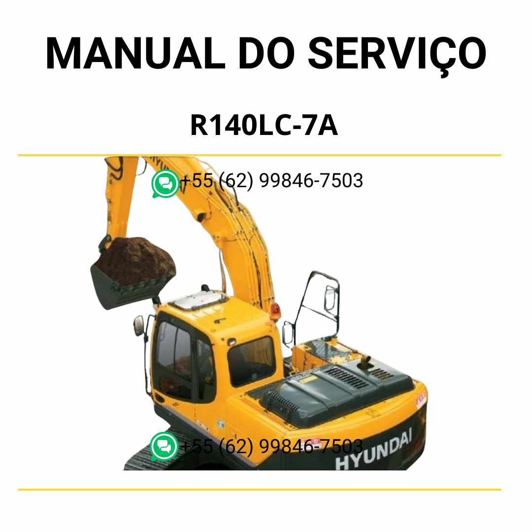 Manual de serviço Hyundai R140LC-7A escavador hidráulico em PDF, guia completo de manutenção com instruções detalhadas e esquemas técnicos