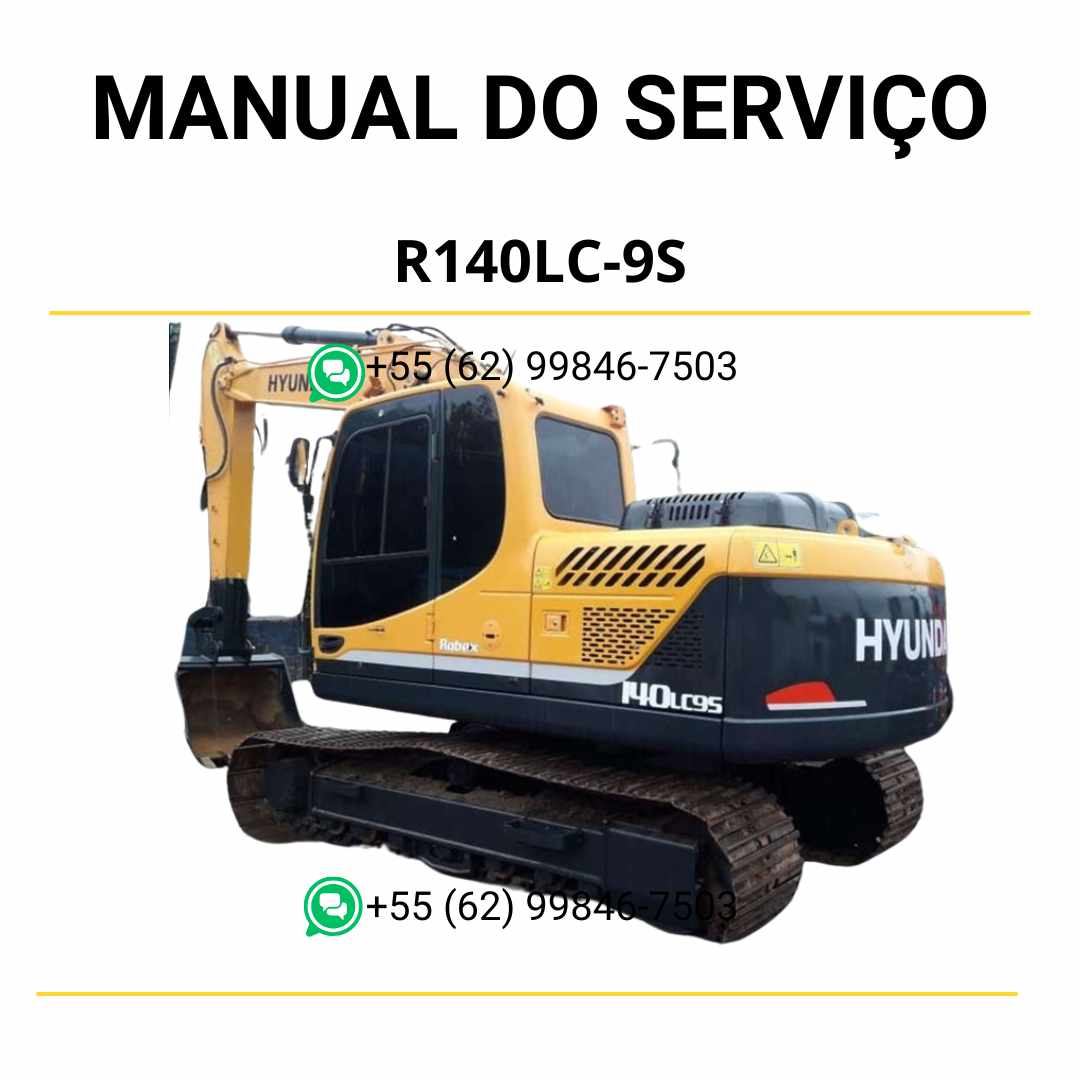 Manual de serviço Hyundai R140LC-9S excavador hidráulico em PDF, guia completo de manutenção com ilustrações técnicas e instruções detalhadas