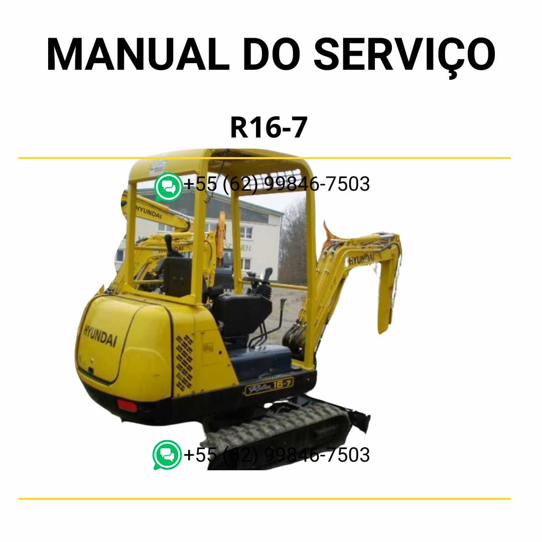 Manual de serviço Hyundai R16-7 em PDF para mini escavador, guia completo com instruções de manutenção e diagramas técnicos detalhados