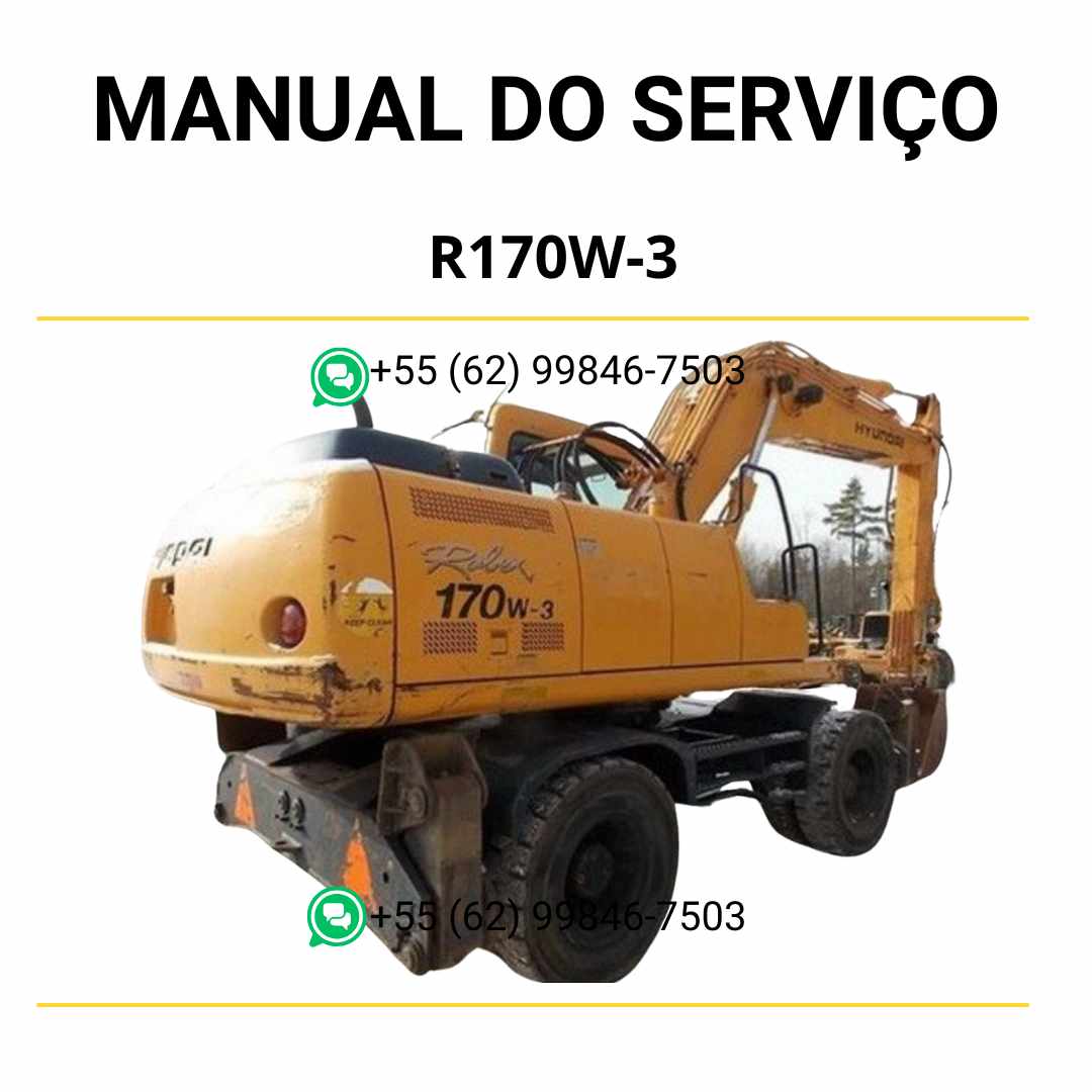 Manual de serviço Hyundai R170W-3 em PDF para escavador de rodas, guia completo de manutenção com diagramas técnicos e instruções detalhadas