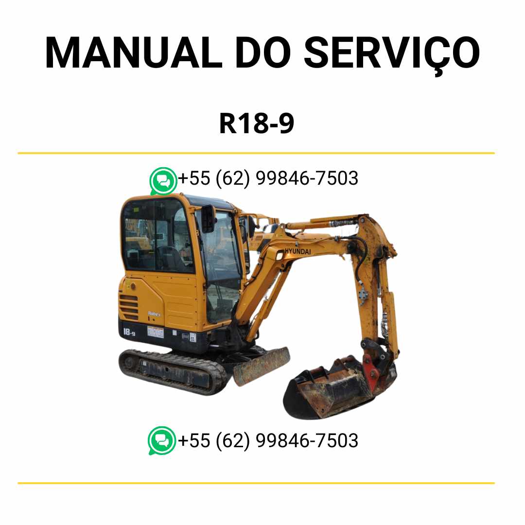 Manual de serviço Hyundai R18-9 em PDF para mini excavador, guia técnico detalhado com instruções de manutenção e diagramas ilustrados