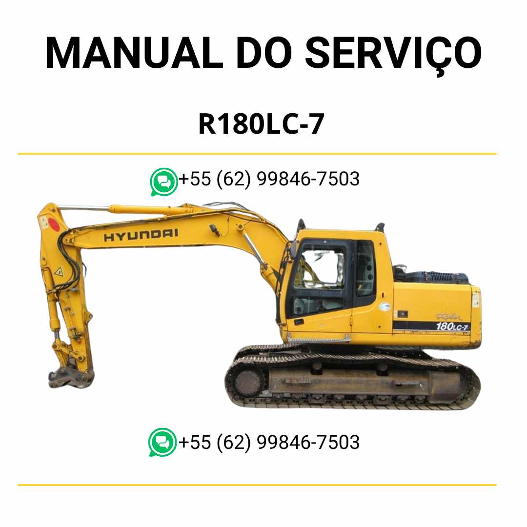 Manual de serviço Hyundai R180LC-7 em PDF para escavador hidráulico, com instruções técnicas detalhadas e ilustrações de manutenção preventiva