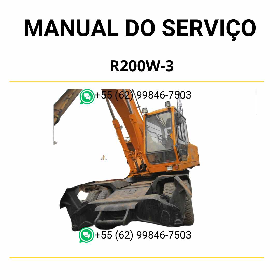 Manual de serviço Hyundai R200W-3 em PDF para escavador de rodas, guia completo de manutenção com diagramas técnicos e instruções detalhadas