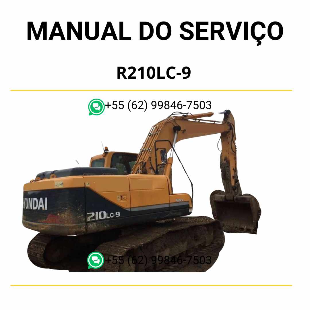Manual de serviço Hyundai R210LC-9 em PDF para escavador hidráulico, incluindo procedimentos técnicos e guia completo de manutenção