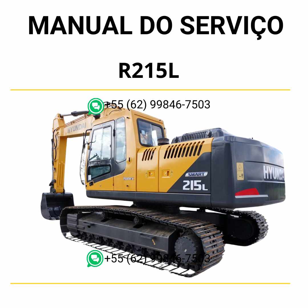 Manual de serviço Hyundai R215L escavador hidráulico em PDF com guia completo de manutenção, diagramas técnicos e instruções originais