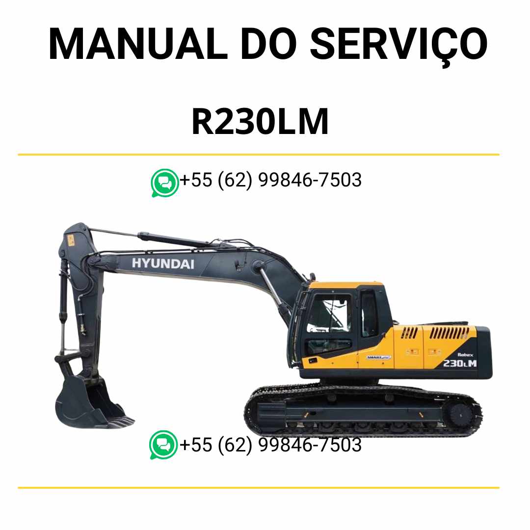 Manual de serviço Hyundai R230LM escavador hidráulico em PDF com guia de manutenção completa, diagramas técnicos e instruções detalhadas
