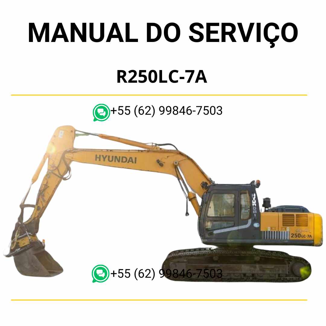 Manual de serviço Hyundai R250LC-7A escavador hidráulico em PDF com guia completo de manutenção e diagramas técnicos ilustrados