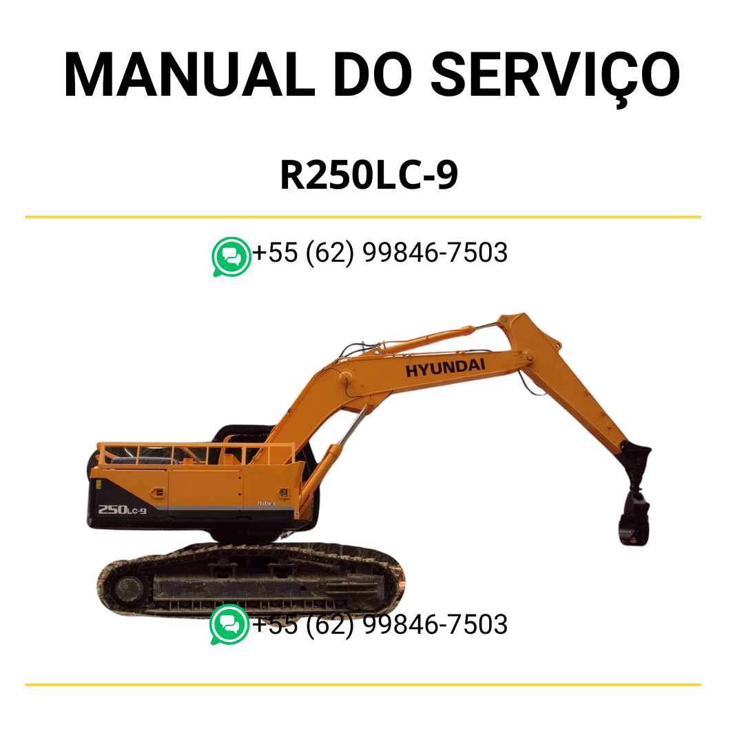 Manual de serviço Hyundai R250LC-9 escavador hidráulico em PDF com instruções completas de manutenção e diagramas técnicos detalhados