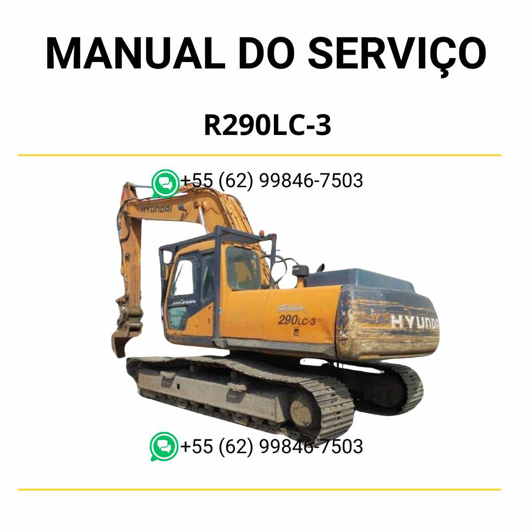 Manual de serviço Hyundai R290LC-3 escavador hidráulico em PDF com guia completo de manutenção e diagramas técnicos ilustrados