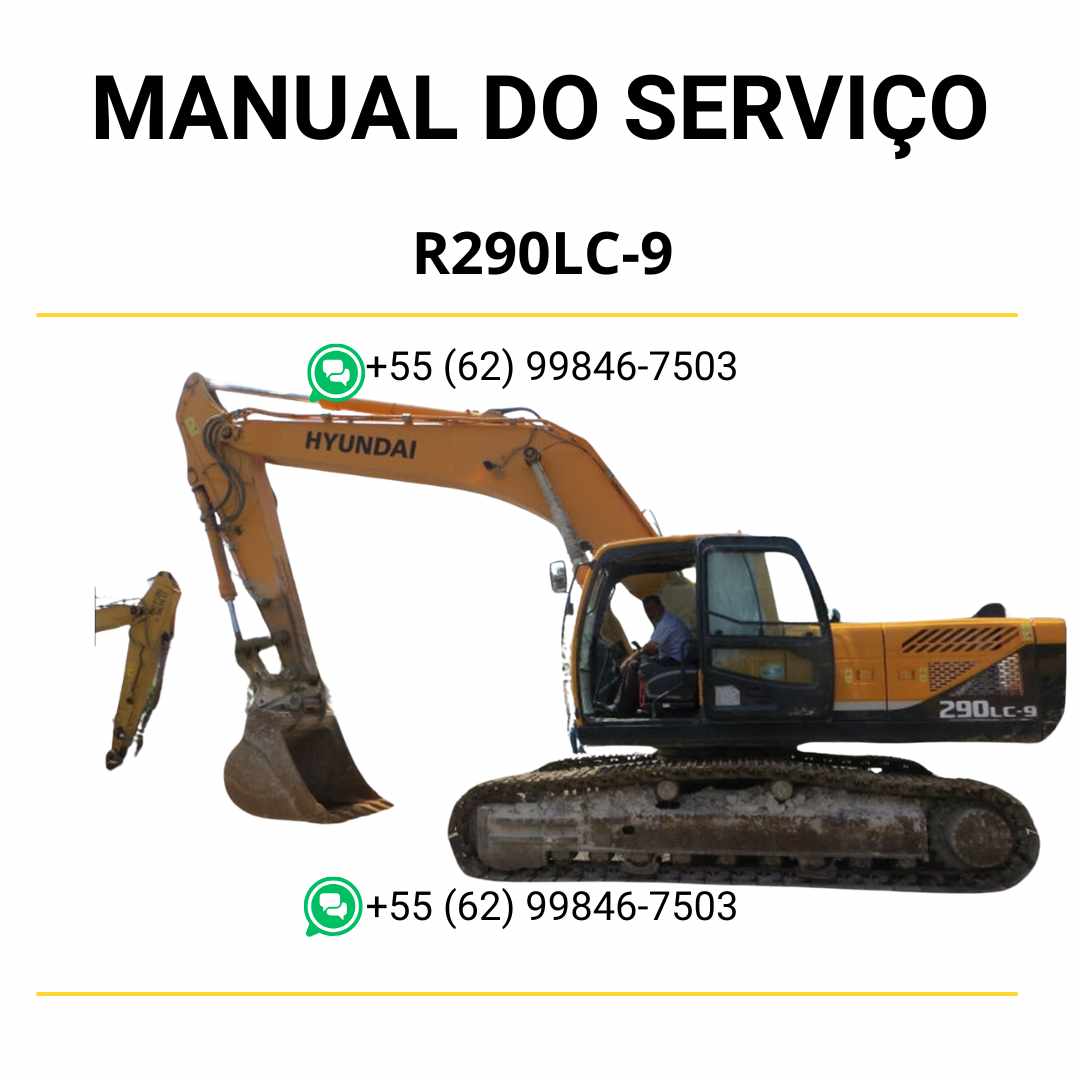 Manual de serviço Hyundai R290LC-9 escavador hidráulico em PDF com instruções completas de manutenção e diagramas técnicos ilustrados