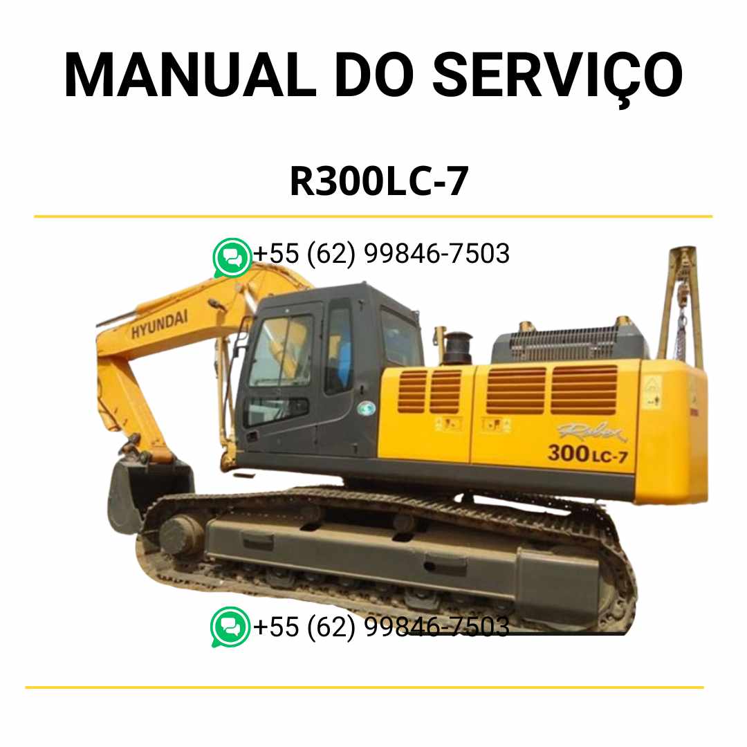 Manual de serviço Hyundai R300LC-7 escavador hidráulico em PDF com instruções detalhadas de manutenção e diagramas técnicos completos