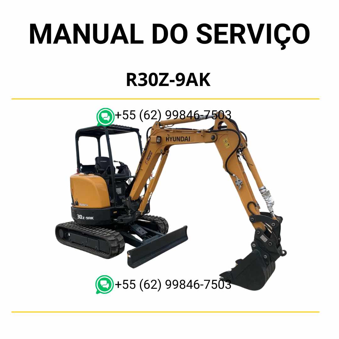 Manual de serviço Hyundai R30Z-9AK mini escavador em PDF com guia completo de manutenção preventiva e diagramas técnicos ilustrados