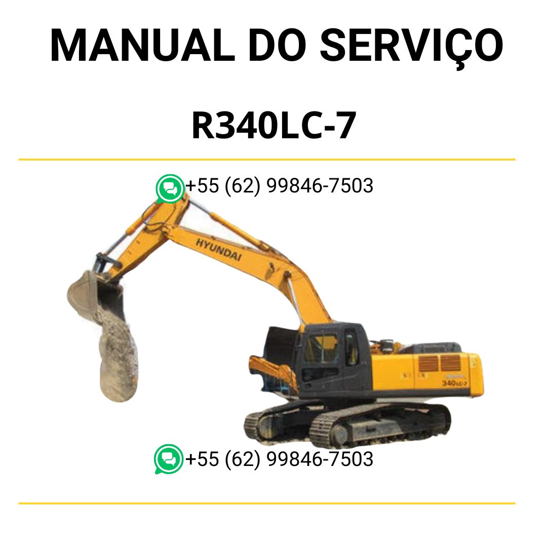 Manual de serviço Hyundai R340LC-7 escavador hidráulico em PDF com guia completo de manutenção e diagramas técnicos detalhados