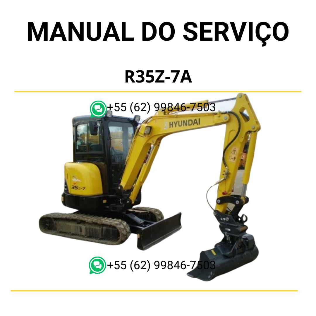 Manual de serviço Hyundai R35Z-7A escavador hidráulico em PDF com instruções técnicas detalhadas e guia completo de manutenção