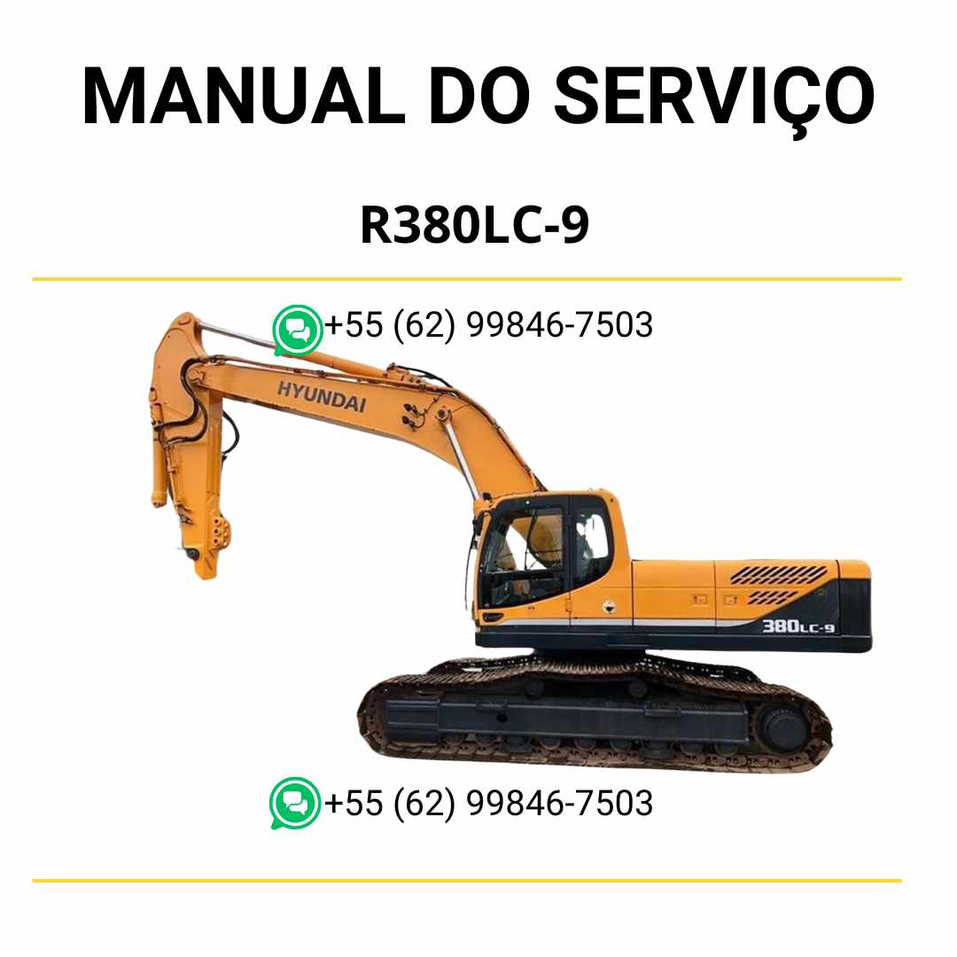 Manual de serviço Hyundai R380LC-9 escavador hidráulico em PDF com instruções detalhadas de manutenção e diagramas técnicos completos
