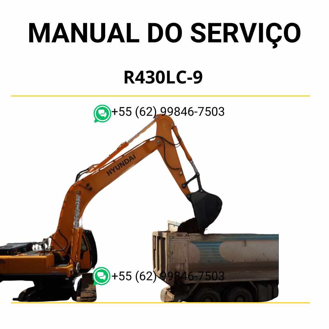 Manual de serviço Hyundai R430LC-9 escavador hidráulico em PDF com instruções completas de manutenção e diagramas técnicos detalhados