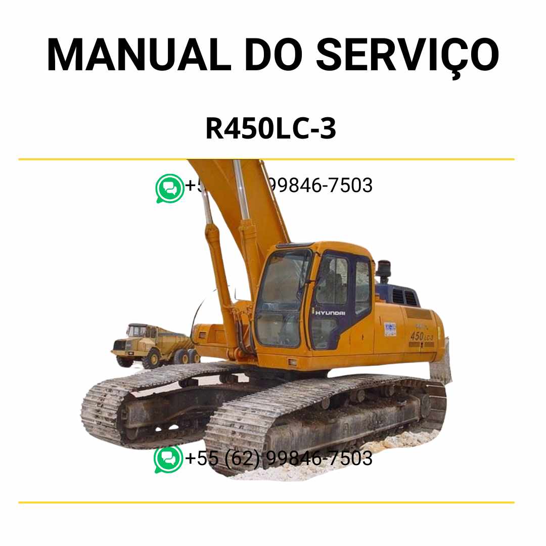 Manual de serviço Hyundai R450LC-3 escavador hidráulico em PDF com guia completo de manutenção e diagramas técnicos detalhados