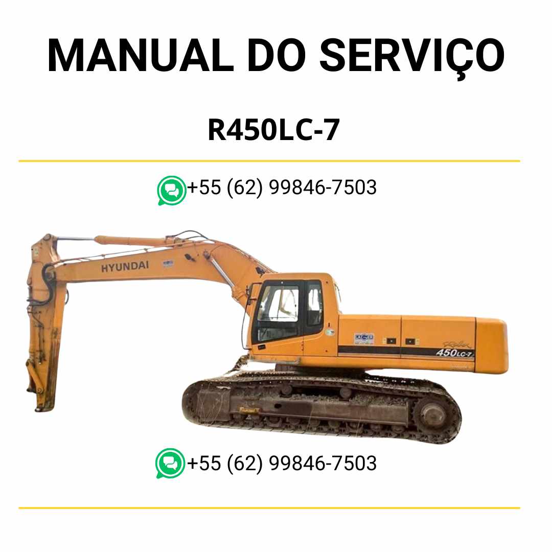 Manual de serviço Hyundai R450LC-7 escavador hidráulico em PDF com instruções completas de manutenção e diagramas técnicos ilustrados