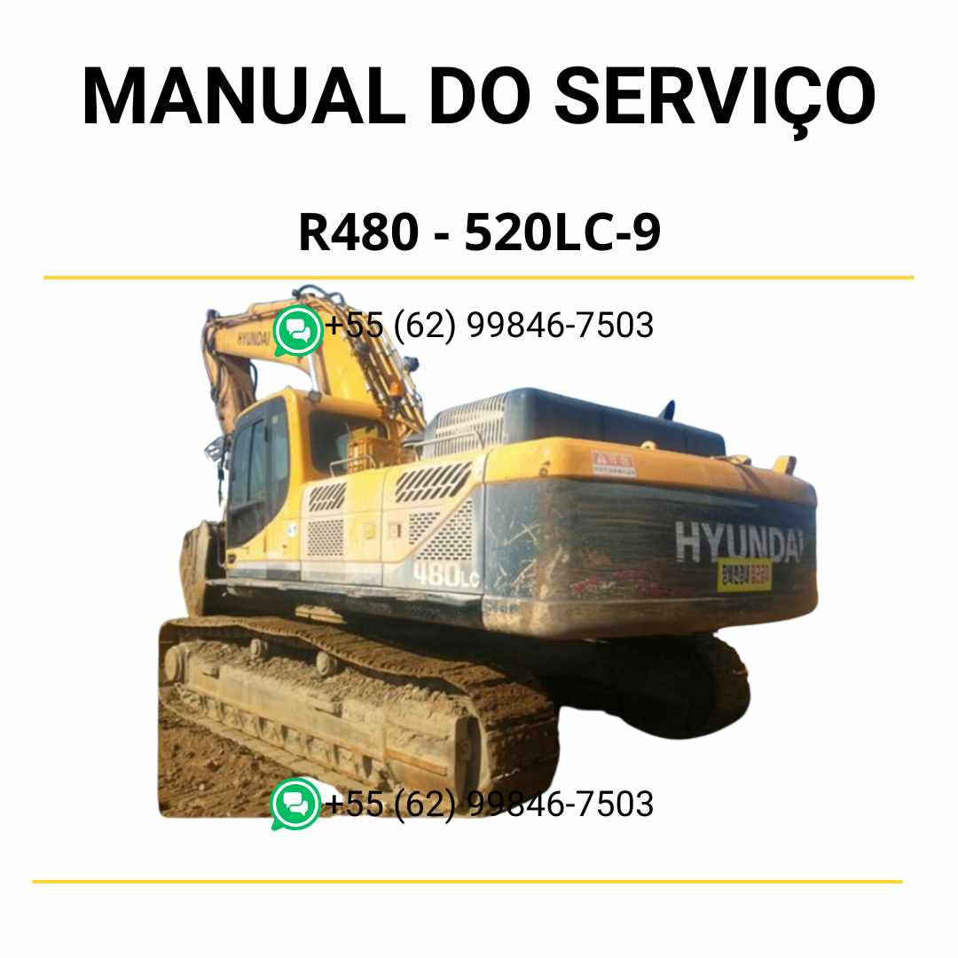 Manual de serviço Hyundai R480 e 520LC-9A escavadores hidráulicos em PDF com instruções detalhadas de manutenção e diagramas técnicos completos