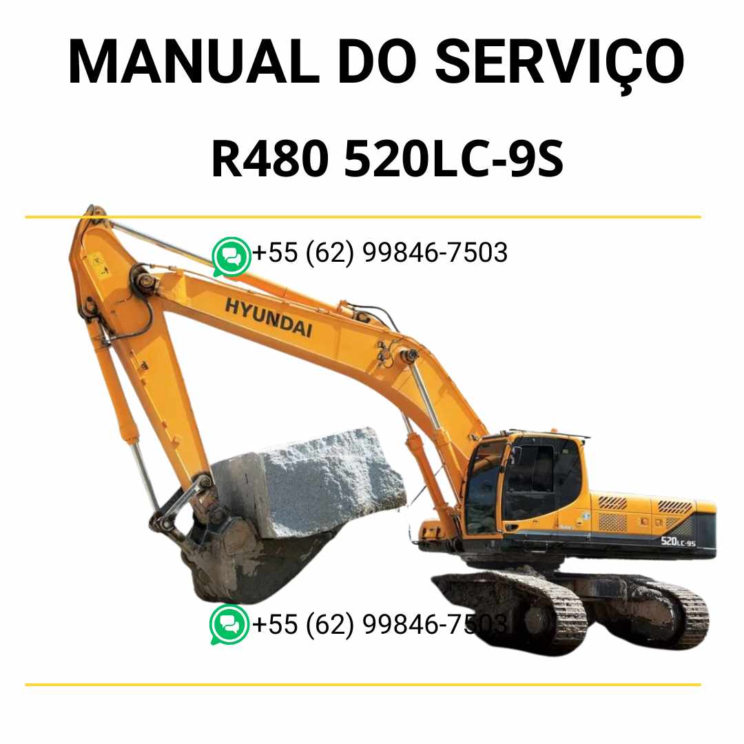 Manual de serviço Hyundai R480 e 520LC-9S escavadeiras em PDF com guia completo de manutenção e diagramas técnicos ilustrados