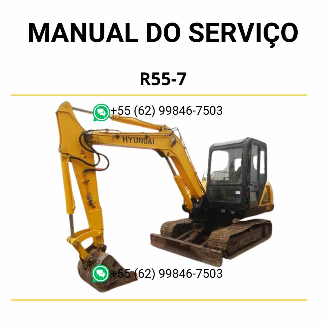 Manual de serviço Hyundai R55-7 escavador hidráulico em PDF com guia completo de manutenção e diagramas técnicos ilustrados