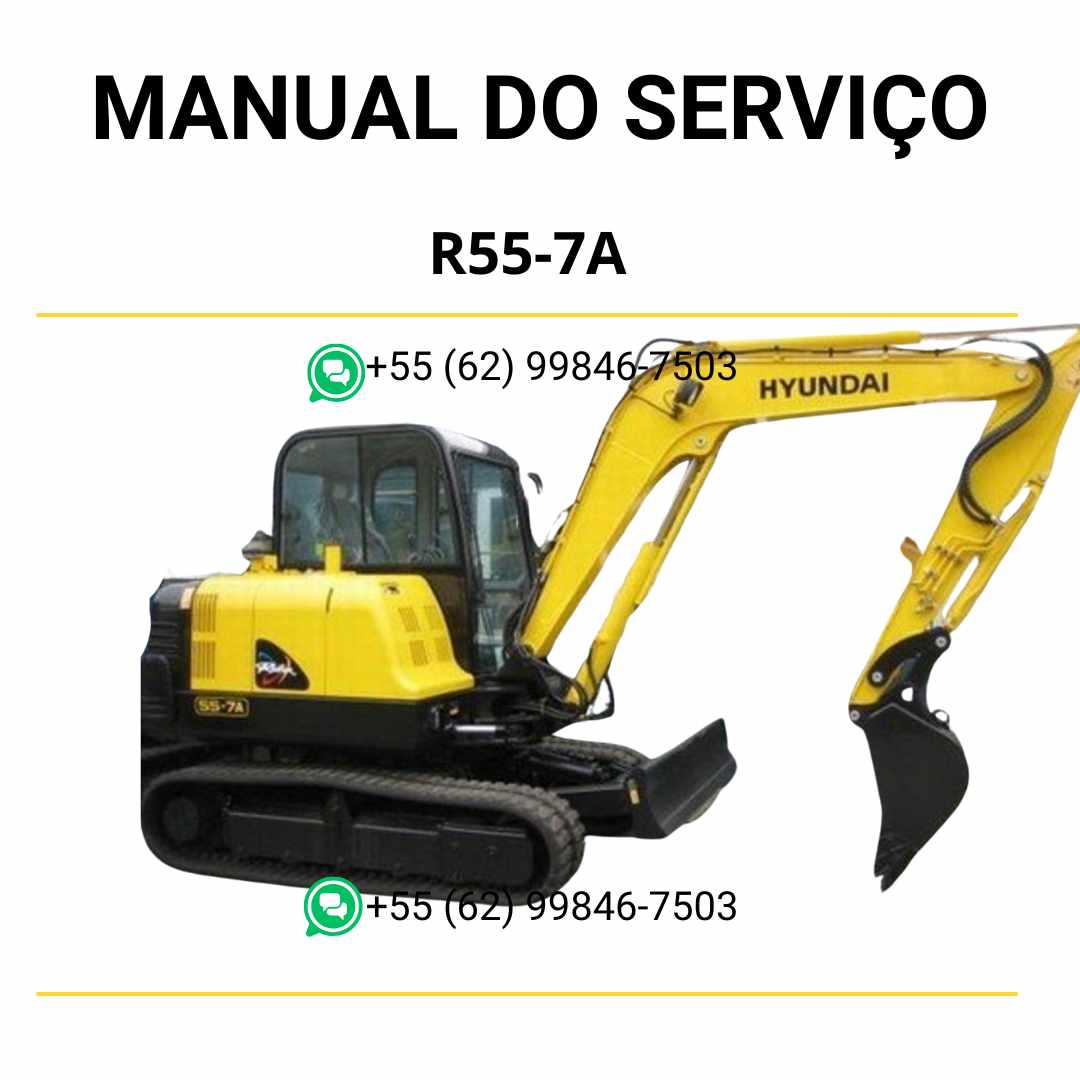 Manual de serviço Hyundai R55-7A escavador hidráulico em PDF com instruções detalhadas de manutenção e ilustrações técnicas completas