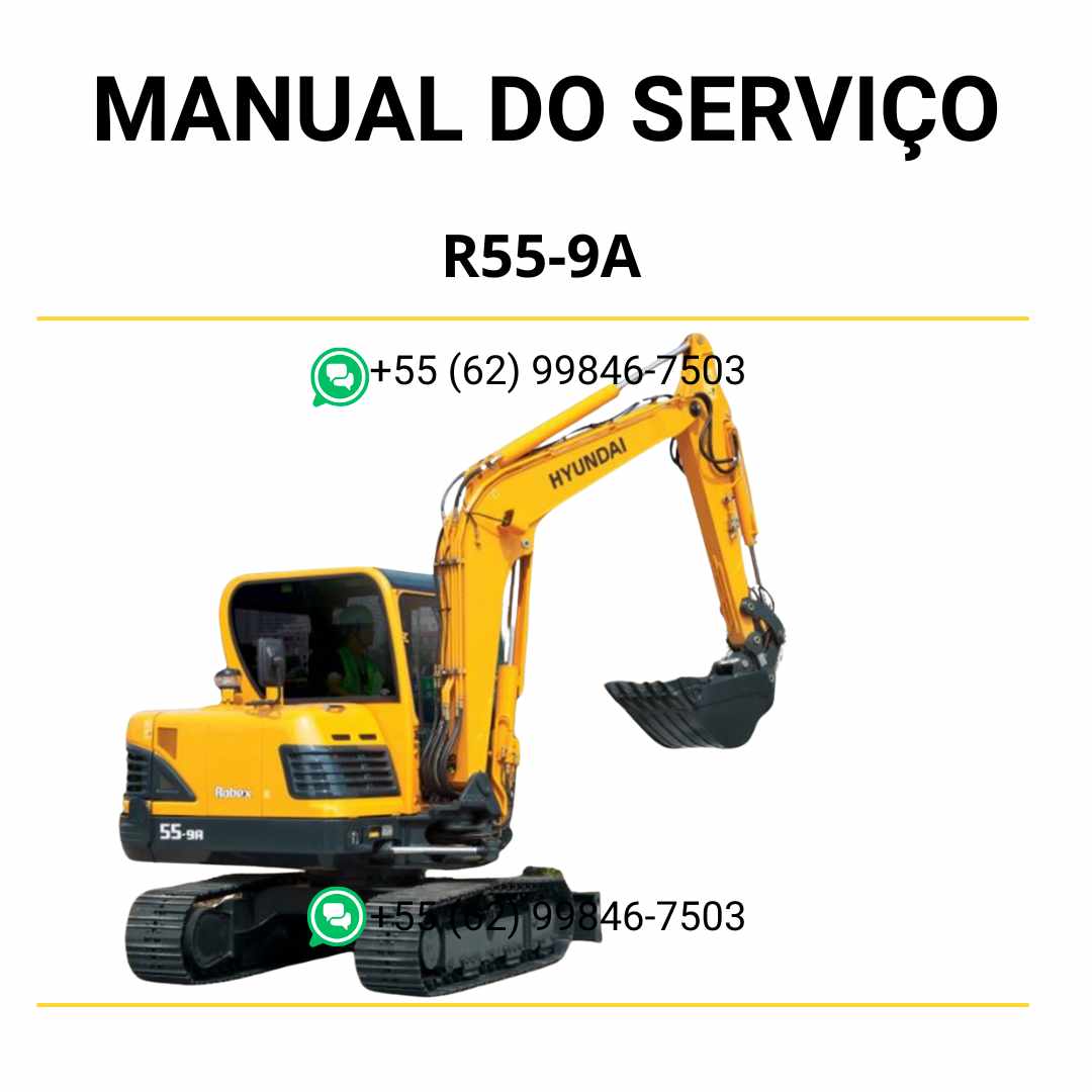 Manual de serviço Hyundai R55-9A escavador hidráulico em PDF com guia completo de manutenção preventiva e diagramas técnicos ilustrados