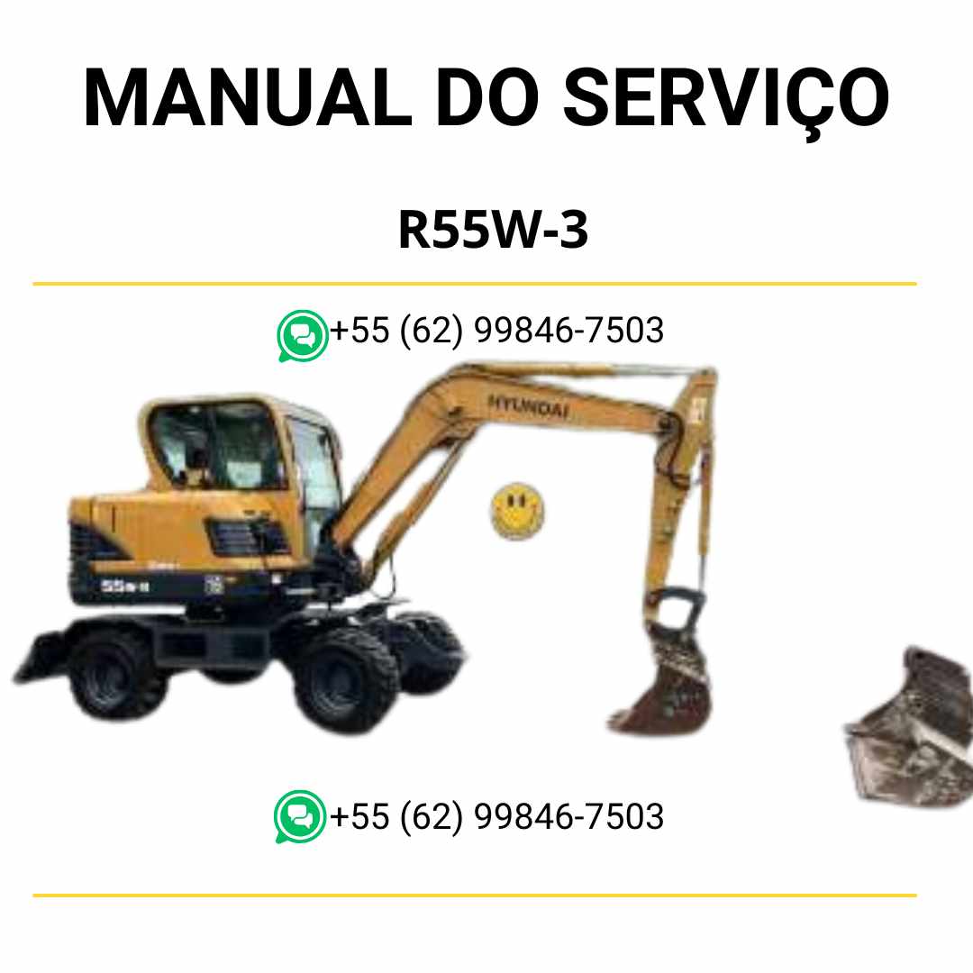 Manual de serviço Hyundai R55W-3 escavador de rodas em PDF com instruções completas de manutenção e diagramas técnicos detalhados