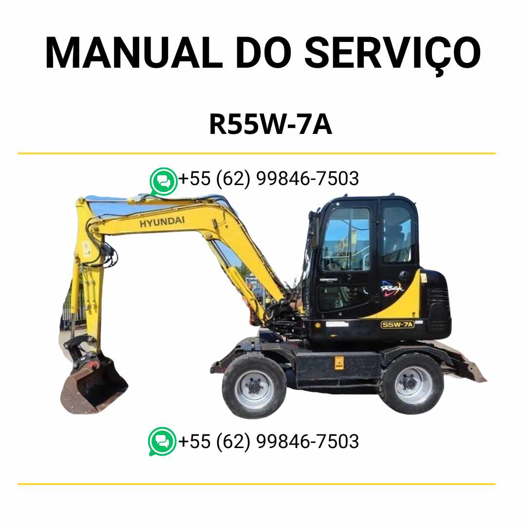 Manual de serviço Hyundai R55W-7A escavador de rodas em PDF com orientações detalhadas de manutenção e diagramas técnicos completos