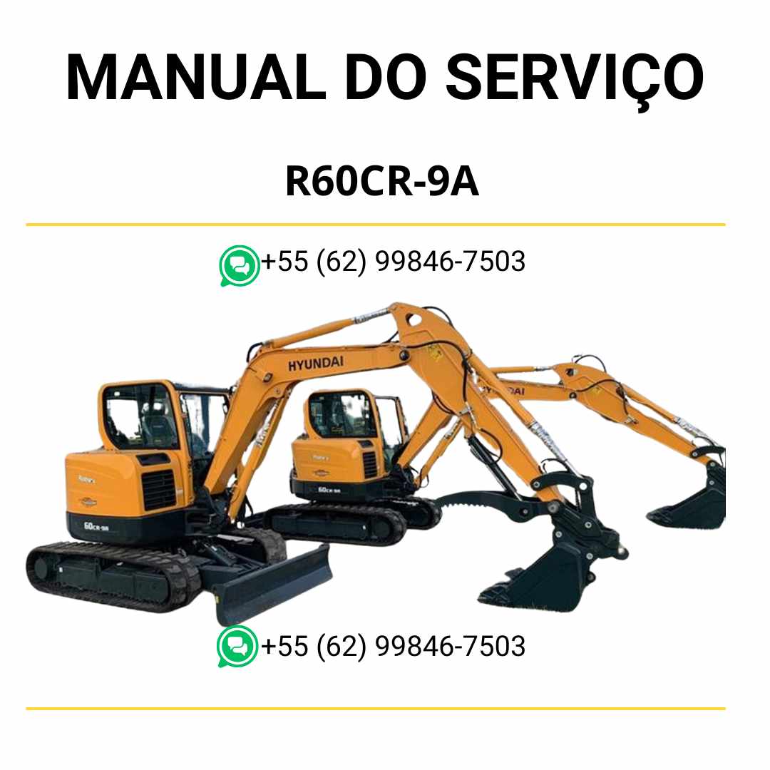 Manual de serviço Hyundai R60CR-9A escavador hidráulico em PDF com guia prático de manutenção preventiva e diagramas ilustrados